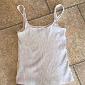 White Ribbed Tank Top